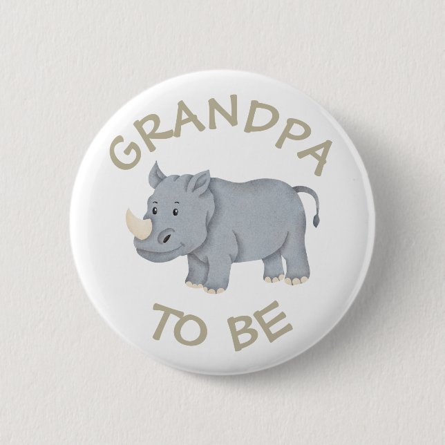 Grandpa to be Baby Shower Button Vild One Zoo Knapp (Framsida)