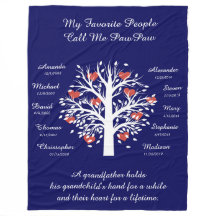 Grandpa Träd (hjärtan), White/Blue 10 Namn & Data