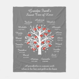 Grandpa Träd (hjärtan), White/Grått 17 Namn och Da Fleecefilt
