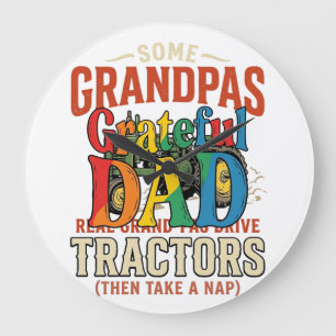 Grandpa Traktor Vintage Farm Nap Tröja Design_1 Stor Klocka