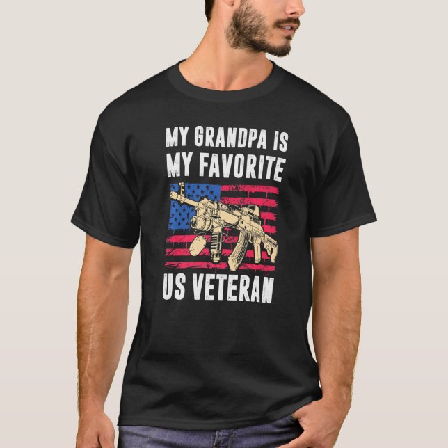Grandpa Us Veteran American Flagga Proud Veteran T Shirt (Framsida)