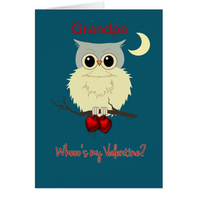 Grandpa Valentine Day Cute Uggla Humor Hälsningskort (Framsidan)