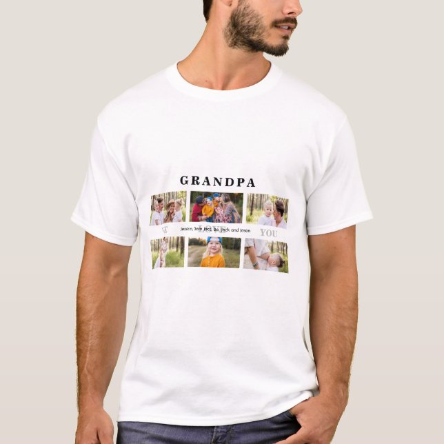 Grandpa We Kärlek You 6 Photo Anpassningsbar T Shirt (Framsida)
