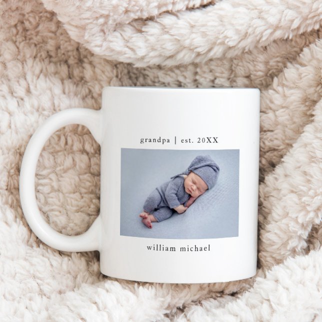 Grandpa Year Etablated Nyfödd bebis Photo Kaffemugg (Skapare uppladdad)