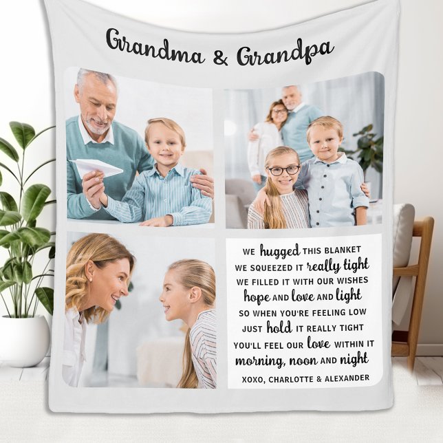 Grandparent Dikt Modern Personlig 3 Photo Fleecefilt (Skapare uppladdad)
