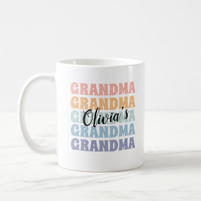 Grandparent Gift Personlig mugg Retro Pastel (Vänster)