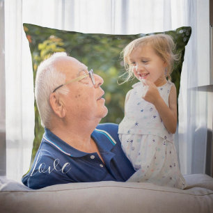 Grandparent Grandchild Photo Pillow Kärlek-skript Kudde