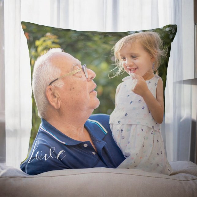 Grandparent Grandchild Photo Pillow Kärlek-skript Kudde (Skapare uppladdad)
