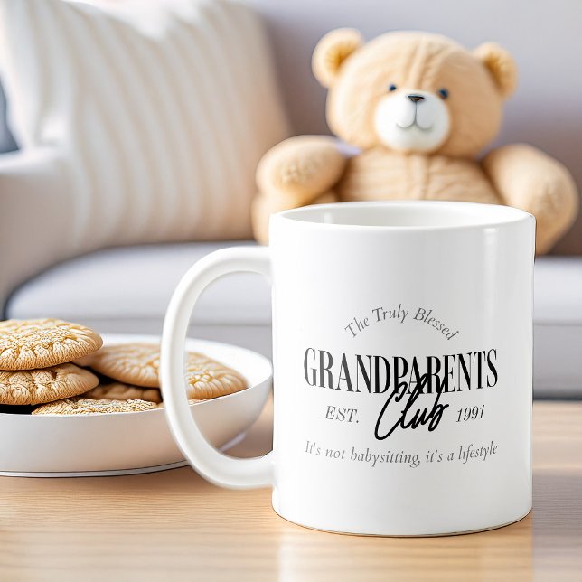 Grandparent Klubb Est. Vilken ettårig livsstil som Kaffemugg (Grandparents Club coffee mug)