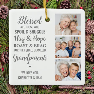 Grandparent Personlig Photo Collage Julgransprydnad Keramik