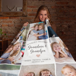 Grandparent Personlig Photo Collage Modern Fleecefilt