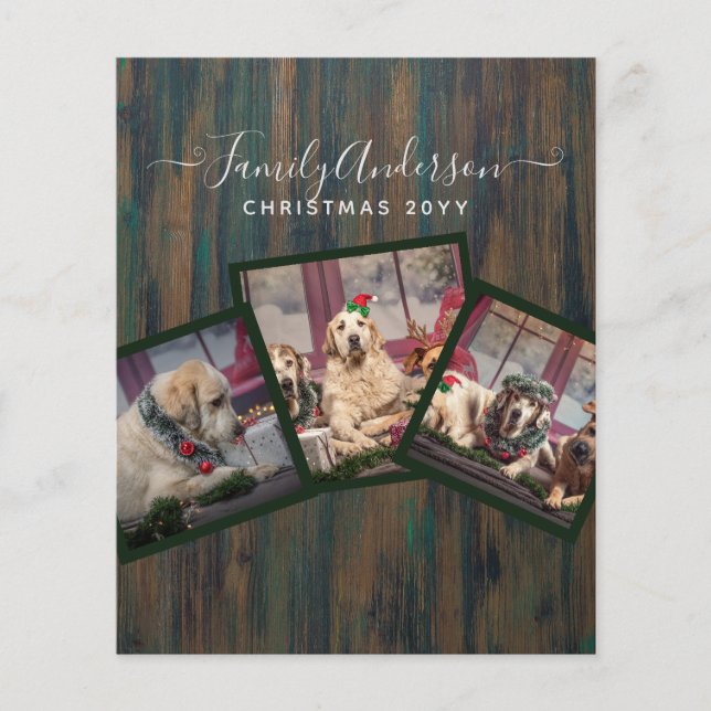 GRANDPARENT PHOTO COLLAGE GIFTS - Rustic Wood Flygblad (Framsidan)