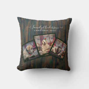 GRANDPARENT PHOTO COLLAGE GIFTS - Rustic Wood Kudde