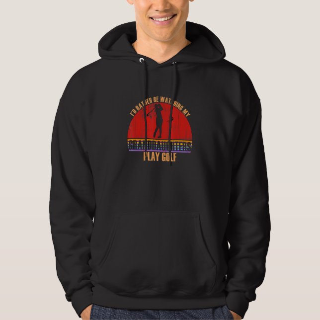 Grandparent Rather Be Watching Play Golf Granddaug Hoodie (Framsida)