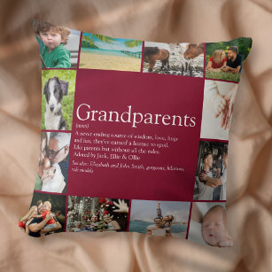 Grandparent Roligt Modern Photo Collage Burgundy Kudde