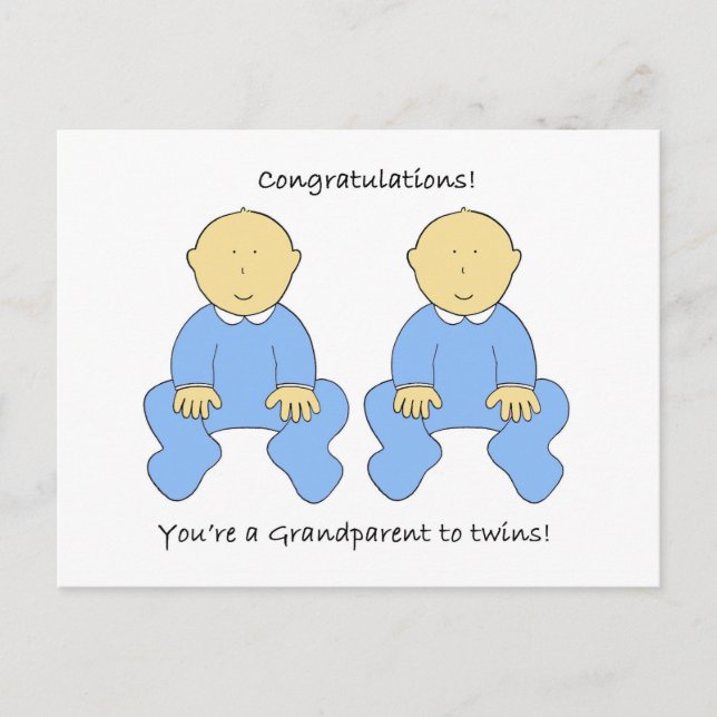 Grandparent to Twin Boys Grattiss Vykort (Framsida)