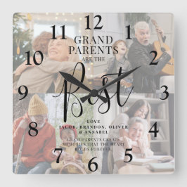 "GRANDPARENTS" är de bästa fotot, Namn/s och citat Fyrkantig Klocka