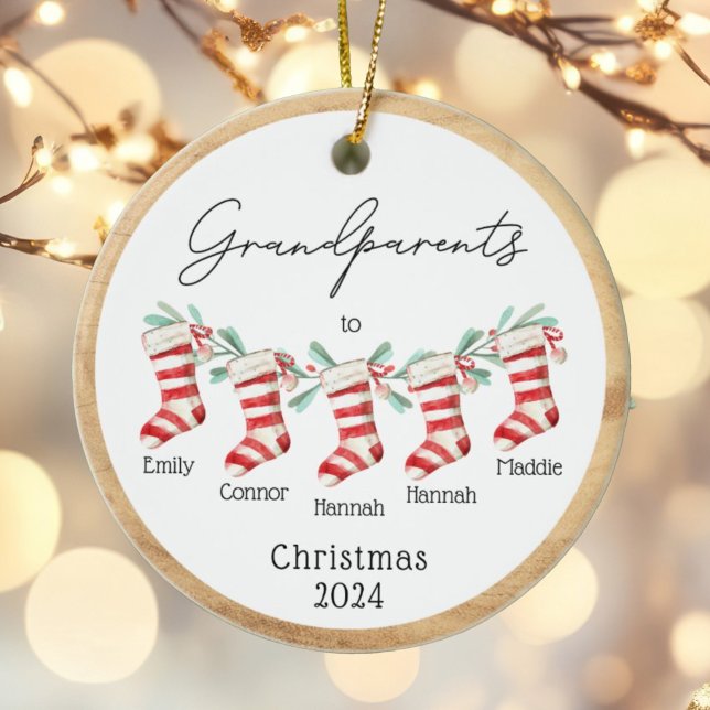 Grandparents Custom Stockings Christmas Tree Julgransprydnad Keramik (Skapare uppladdad)