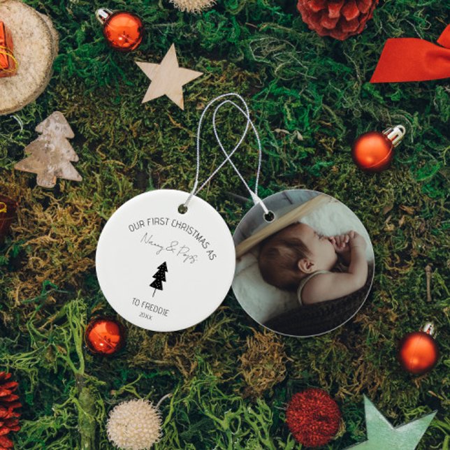 Grandparents First Christmas Baby Custom photo Julgransprydnad Keramik (Skapare uppladdad)