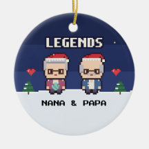 Grandparents Legends Pixel Christmas Ornament