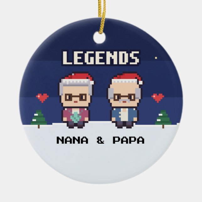 Grandparents Legends Pixel Christmas Ornament (Framsidan)