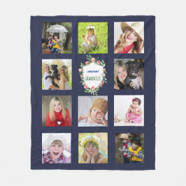 GRANDPARENTS Photo Collage Blanket Barnbarn Navy Fleecefilt