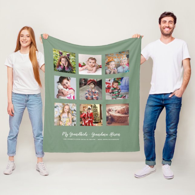 GRANDPARENTS PHOTO GIFTS - Grönt Fleece Blanket (På plats)