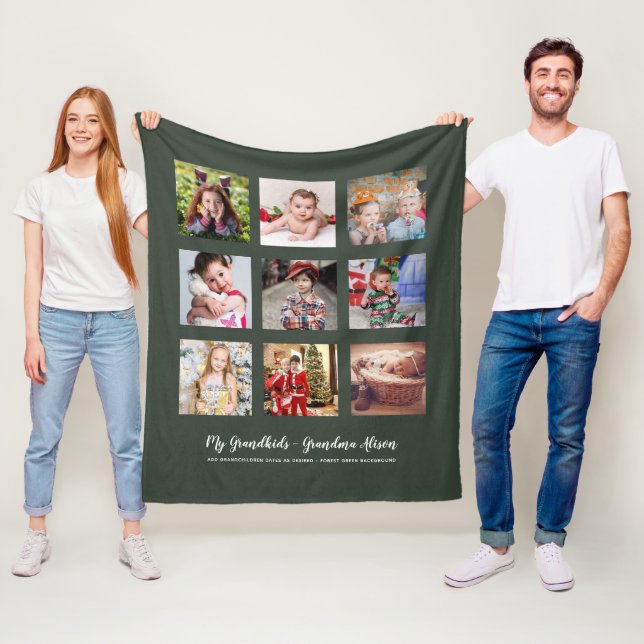 GRANDPARENTS PHOTO GIFTS - Grönt Fleece Blanket (På plats)