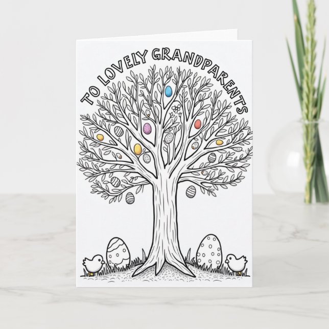 Grandparents Spring Tree Card Kort (Framsida)