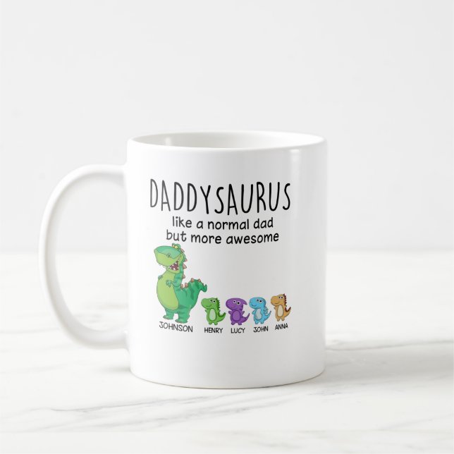Grandpasaurus and Kids Personlig Shirt Kaffemugg (Vänster)