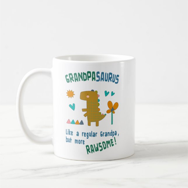 GrandpaSaurus Birthday eller Fars dag Kaffemugg (Vänster)