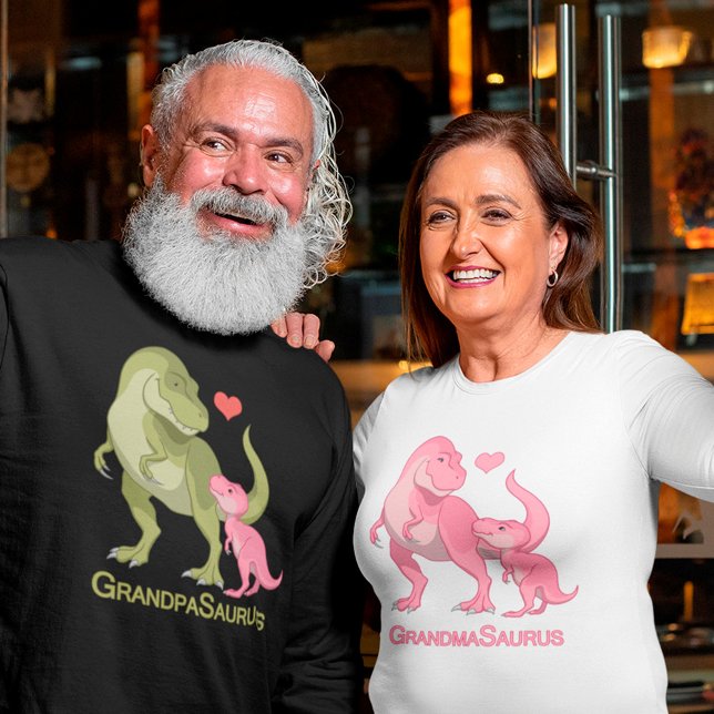 GrandpaSaurus Grönt T-Rex & Flicka Dinosaurs T Shirt (Skapare uppladdad)