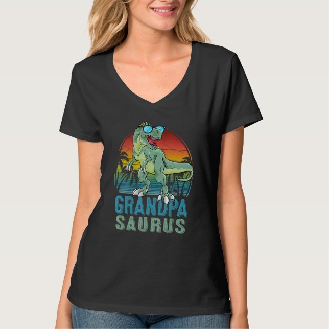Grandpasaurus Rex Dinosaur Retro Pappa Saurus Fami T Shirt (Framsida)