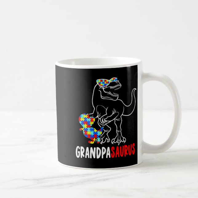 Grandpasaurus T Rex Dinosaur Autism Medvetenhet Gr Kaffemugg (Höger)