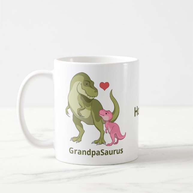 GrandpaSaurus T-Rex och Flicka Dinosaurs Kaffemugg (Vänster)