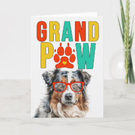 GrandPAW Australian shepherd Grandparent Day Helgkort