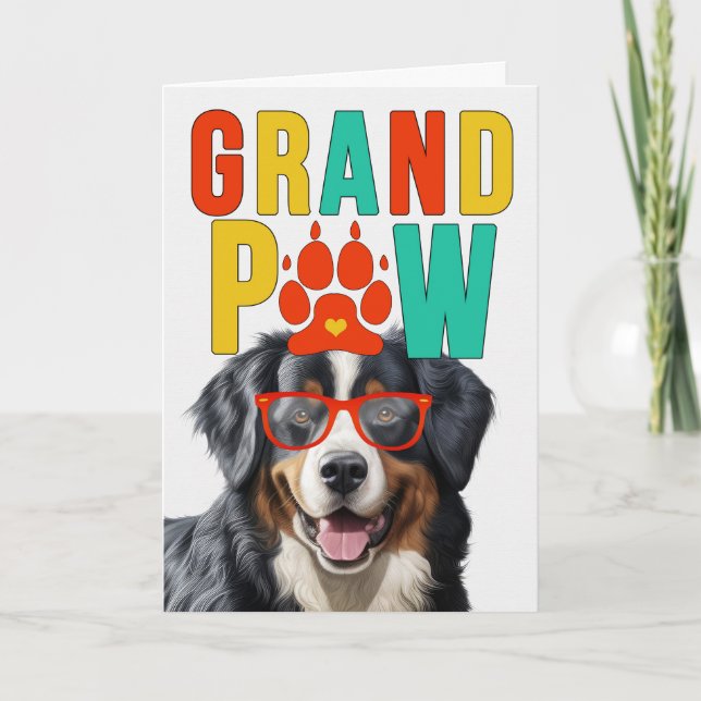 GrandPAW Bernese Mountain Hund Grandföräldrar Day Helgkort (Framsida)