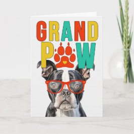 GrandPAW Boston Terrier GrandDOG Grandföräldrar Da Helgkort