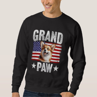 Grandpaw Corgi Grandpa Fars dag USA flagga 4th o Lång Ärmad Tröja