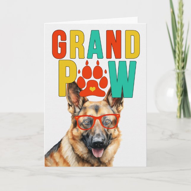 GrandPAW German Shepherd GrandDOG Grandföräldrar D Helgkort (Framsida)