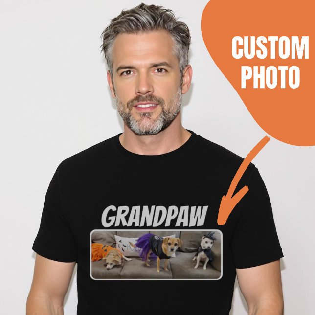 Grandpaw Hund Grandpa Anpassningsbar Photo T Shirt (Grandpaw Dog Grandpa Custom Photo T-Shirt.)