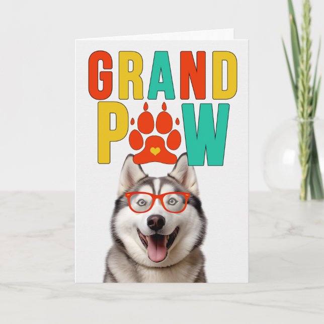 GrandPAW Malamute GrandDOG Grandföräldrar Day Helgkort (Framsida)