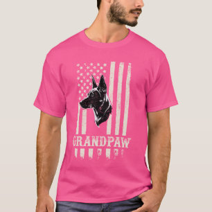 Grandpaw Malinois American Flagga Sunglasses Retro T Shirt