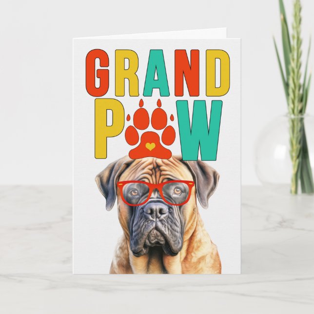 GrandPAW Mastiff GrandDOG Grandföräldrar Day Helgkort (Framsida)
