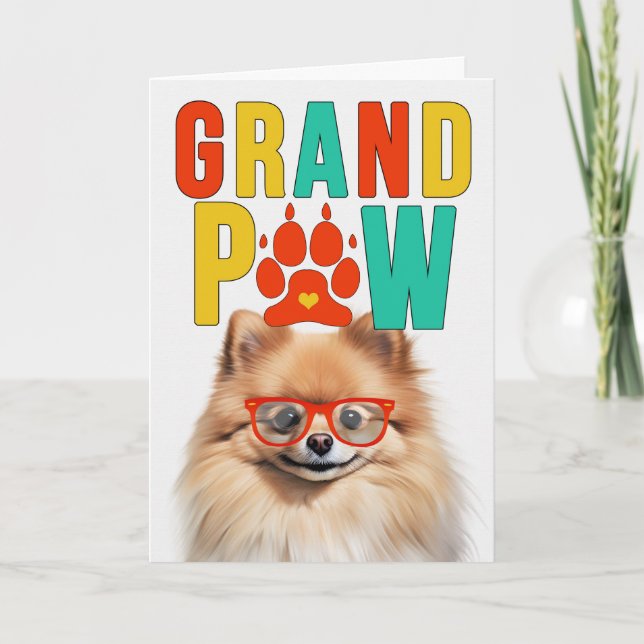 GrandPAW Pomeranian GrandDOG Grandparents Day Helgkort (Framsida)