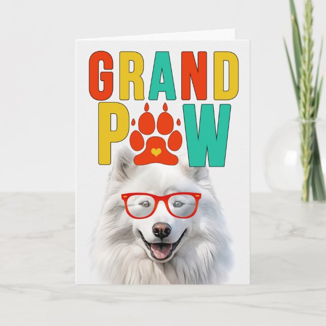 GrandPAW Samoyed GrandDOG Grandparent Day Helgkort (Framsida)