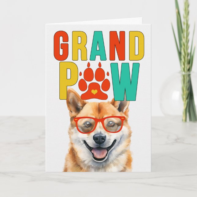 GrandPAW Shiba Inu GrandDOG Grandföräldrar Day Helgkort (Framsida)