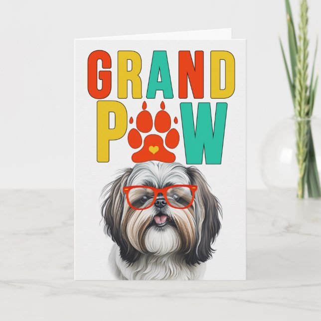 GrandPAW Shih Tzu GrandDOG Grandföräldrar Day Helgkort (Framsida)