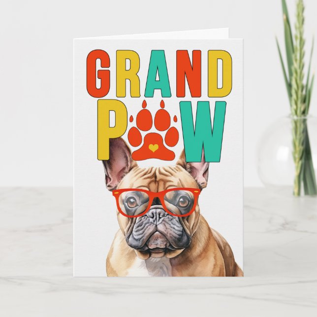 GrandPAW Tan Frenchie GrandDOG Grandföräldrar Day Helgkort (Framsida)