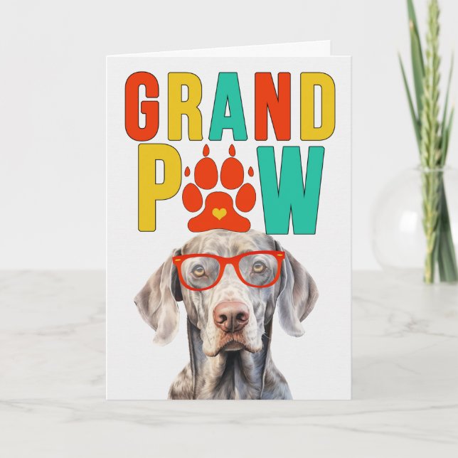 GrandPAW Weimaraner GrandDOG Grandföräldrar Day Helgkort (Framsida)